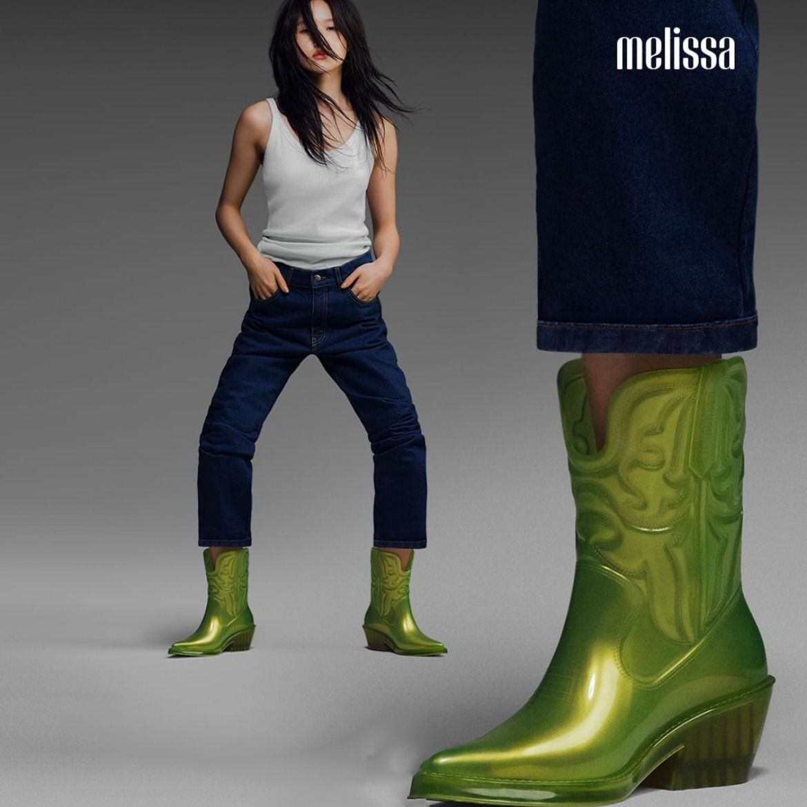 今期トレンド！雨の日◎Melissa ウエスタンブーツ 送料込/追跡付