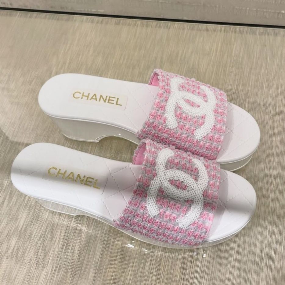 希少カラー☆ピンクのツイード】CHANEL CCロゴ サンダル (CHANEL