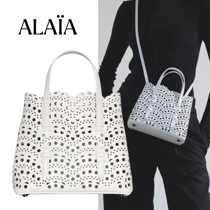 関税送料込】ALAIAアライア Mina20 white leather tote bag (ALAIA