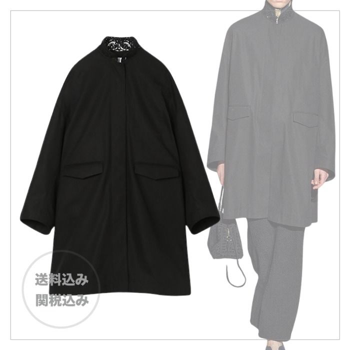 マメクロゴウチ】コード刺繍 コットン オーバーサイズコート (Mame