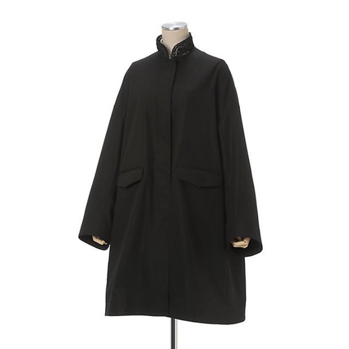 マメクロゴウチ】コード刺繍 コットン オーバーサイズコート (Mame