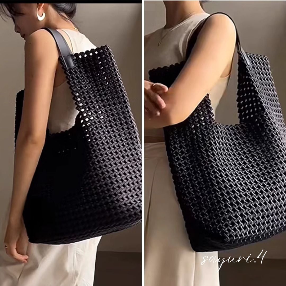 編み込み トートバッグ ショルダーバッグ 大容量 (トートバッグ