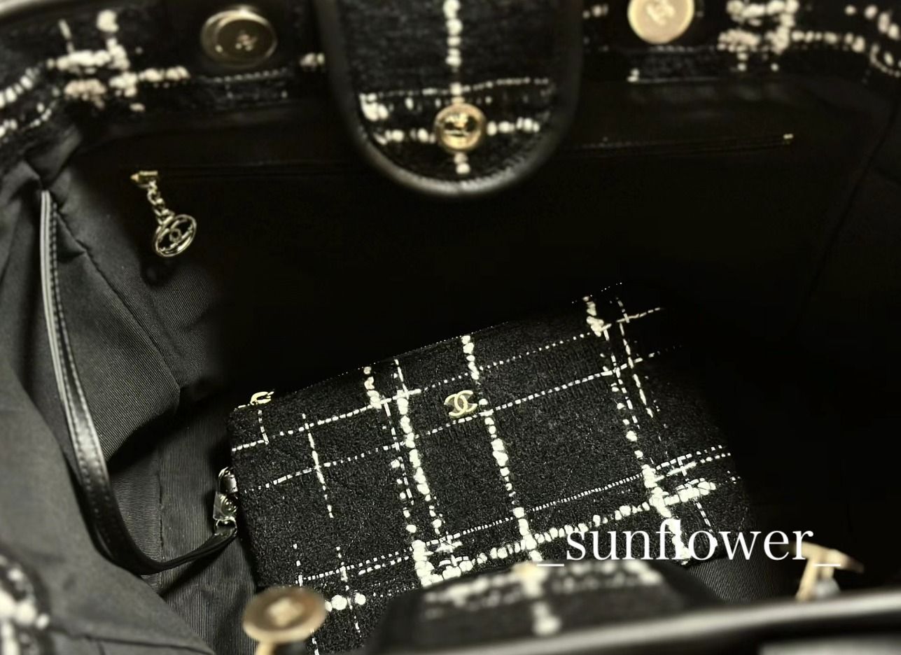 シャネル 22K ドーヴィル ショッピングバッグ ツイード (CHANEL/トート