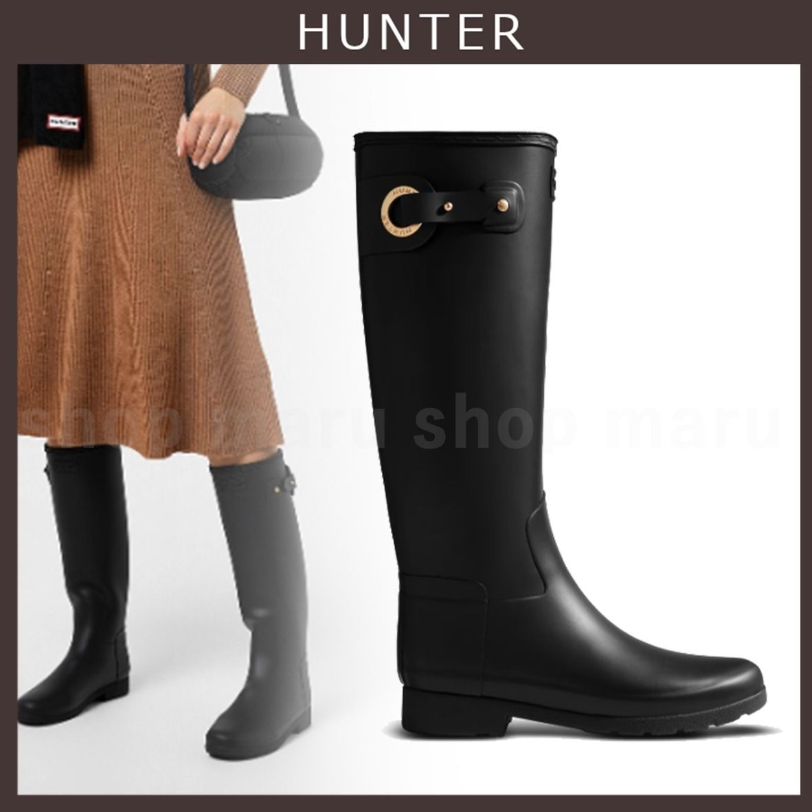 HUNTER◇ロゴバックル ロングレインブーツ リファインドアイLd34