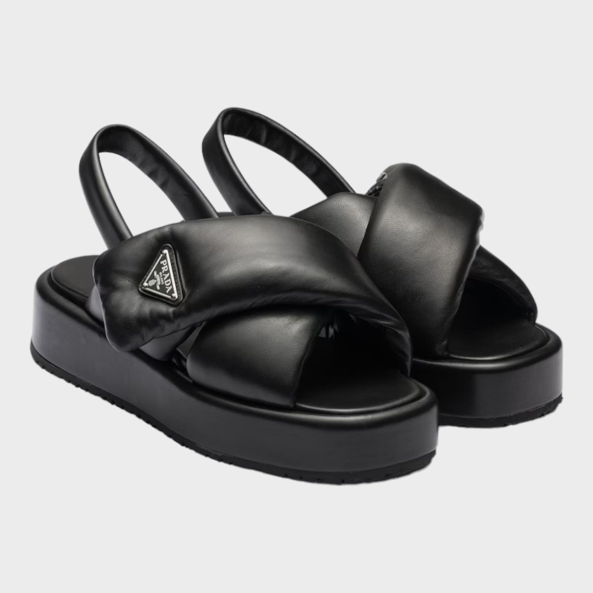 PRADA プラダ ソフト パデッドナッパレザー ウェッジサンダル (PRADA