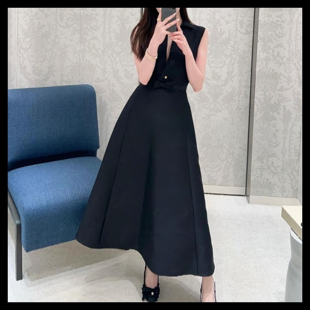 上品♪】Dior☆ベルト付きミドル丈ドレス (Dior/ワンピースその他