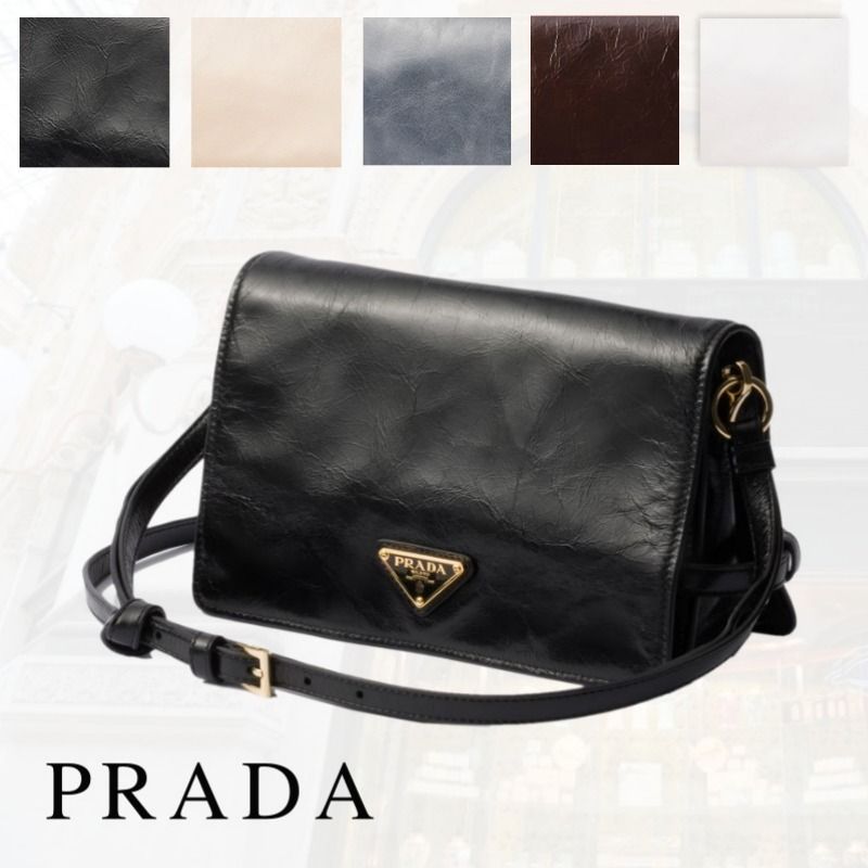 送料込*プラダ*ヴィンテージ風多機能レザーショルダーバッグ (PRADA