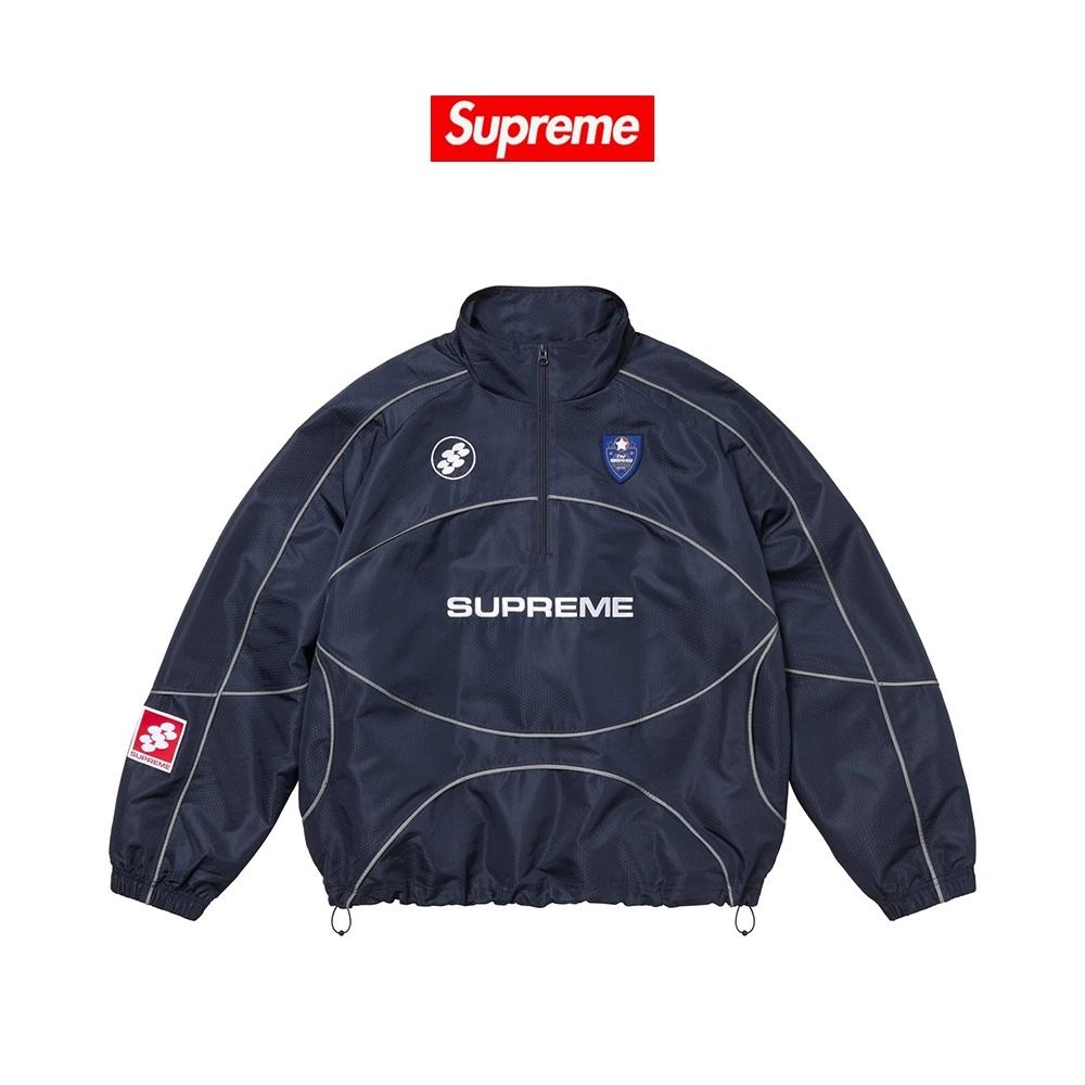 SUPREME】 Reflective Piping Pullover Navy - 24FW (Supreme/アウター