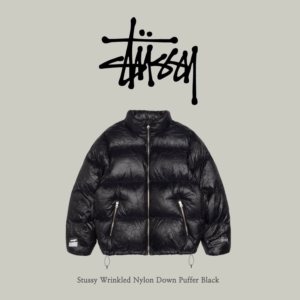 Stussy】 Stussy Wrinkled Nylon Down Puffer Black (STUSSY/ダウン