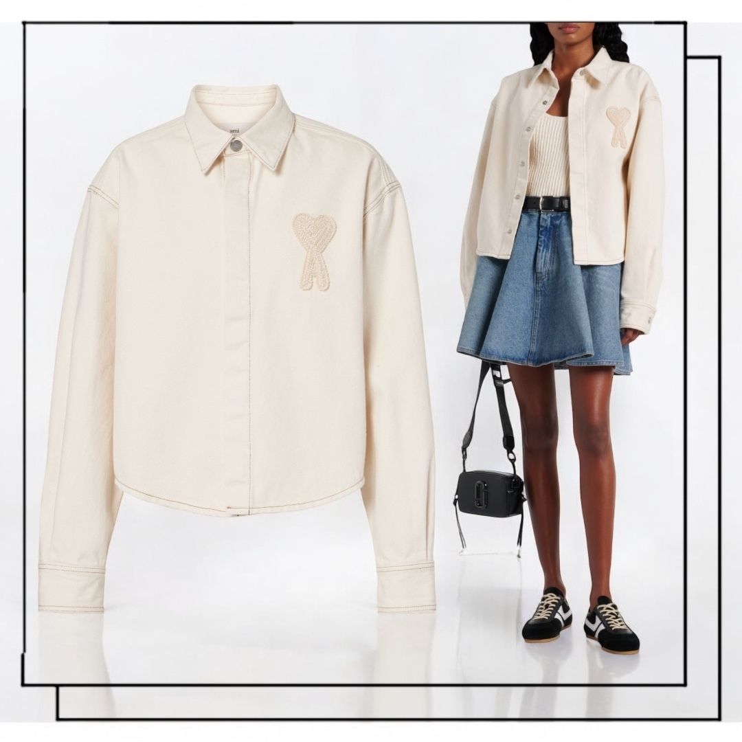 国内発】AMI PARIS Ami de Coeur コットン クロップド シャツ (AMI