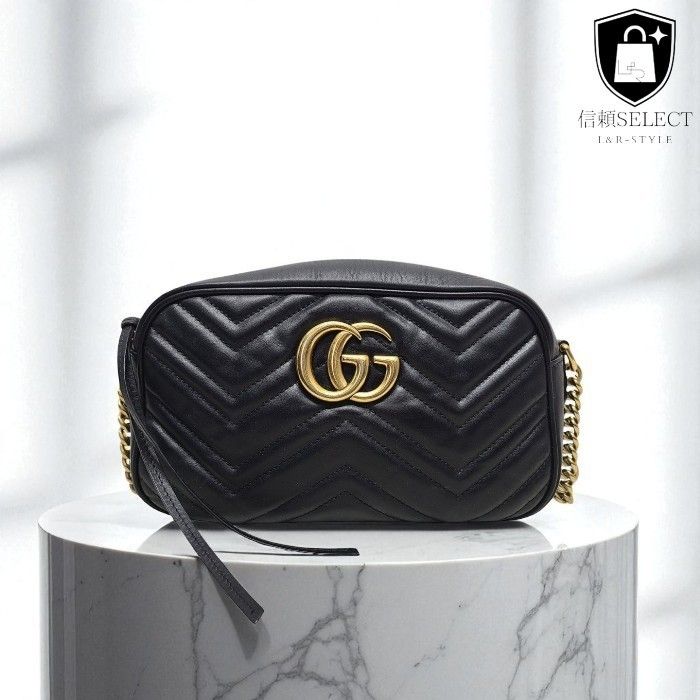 GUCCI】GG マーモント スモールカメラバッグ 黒・中古 (GUCCI