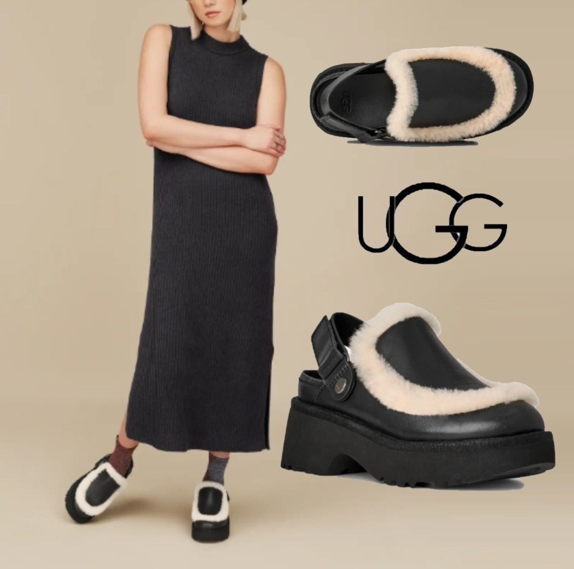 UGG】Esmee Leather Clog さっと履きやすい あったか クロッグ (UGG