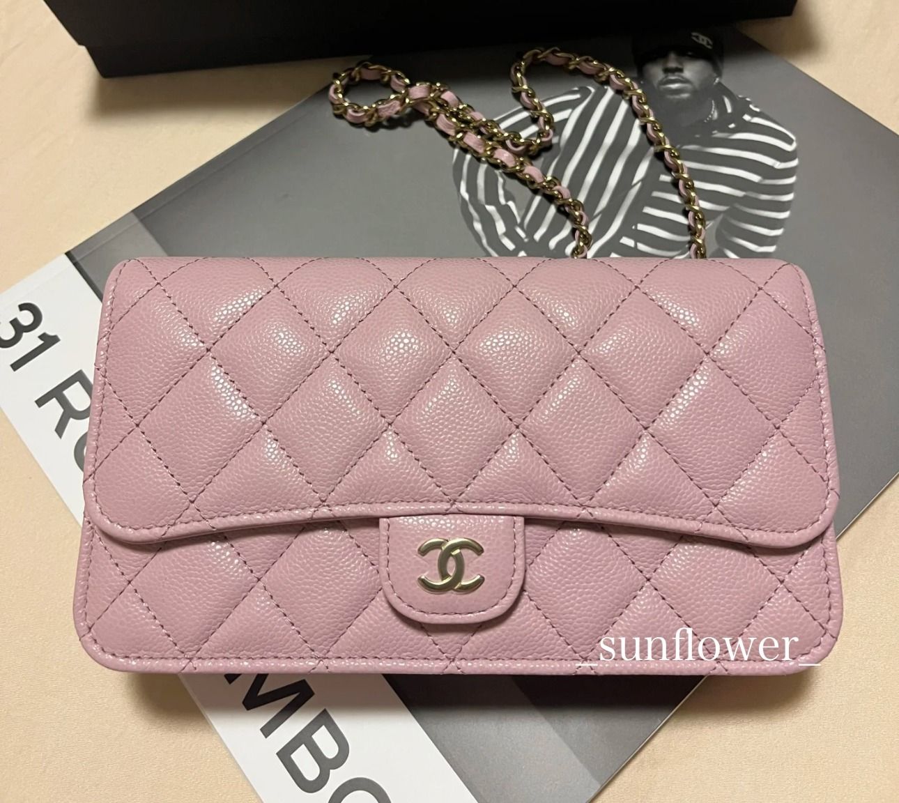 シャネル チェーンウォレット キャビアスキン パープル (CHANEL