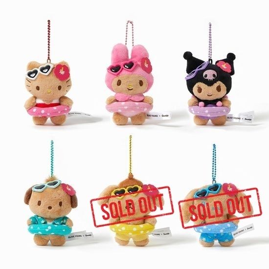 SANRIO] 日焼けサンリオキャラクターズ ぬいぐるみキーホルダー
