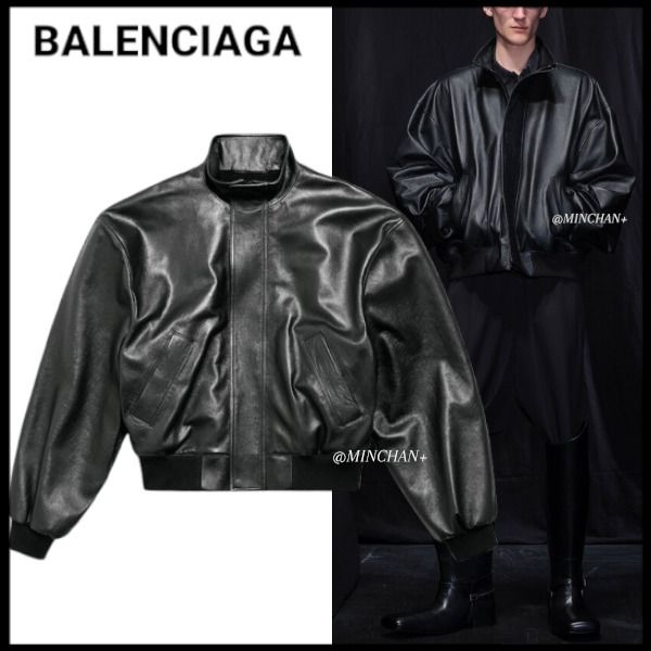 BALENCIAGA】Blouson セミシャイニー グレインレザー ブルゾン