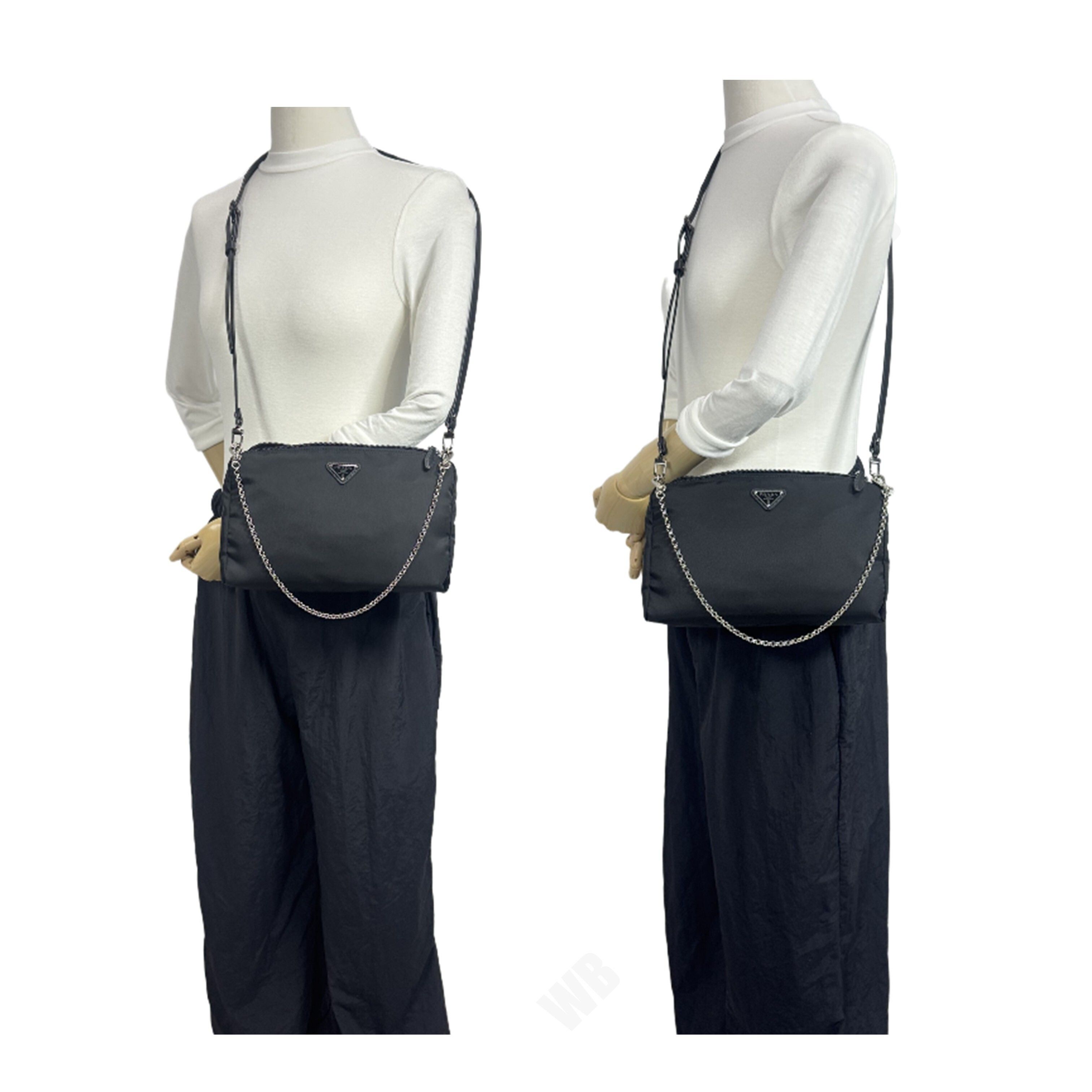 PRADA] プラダ 三角ロゴ ポコノ ラージ ポーチバック☆関税込☆ (PRADA