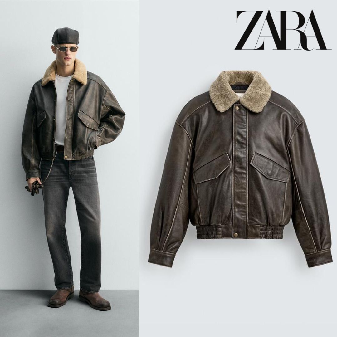 ZARA］LIMITED EDITION コンビカラーレザー ジャケット (ZARA/レザー