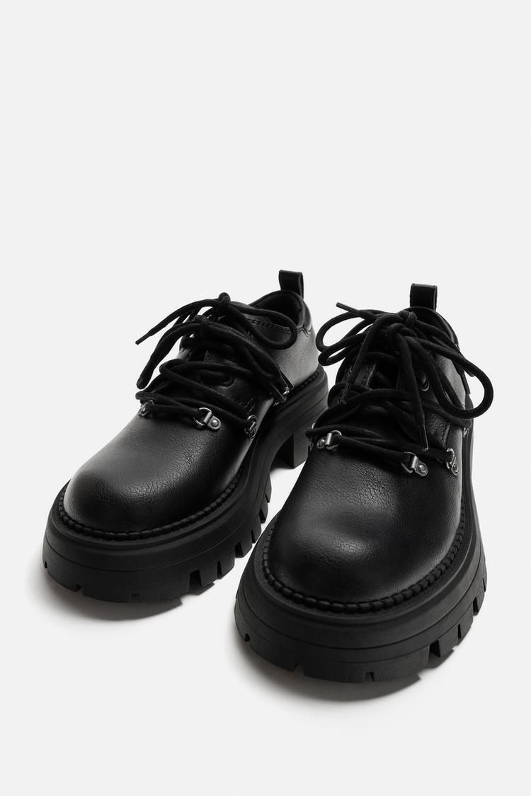 ZARA】マルチレース チャンキーシューズブラック 2412/620/800 (ZARA