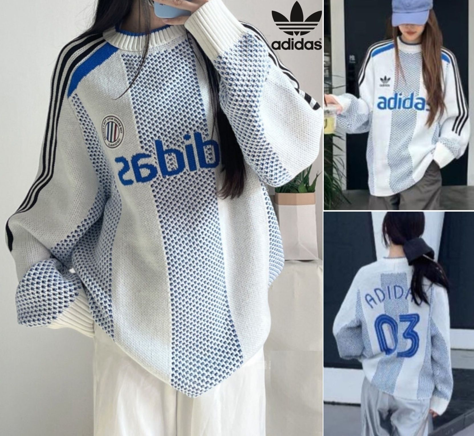 adidas】アディダス ストライプ プルオーバー ニット (adidas/ニット