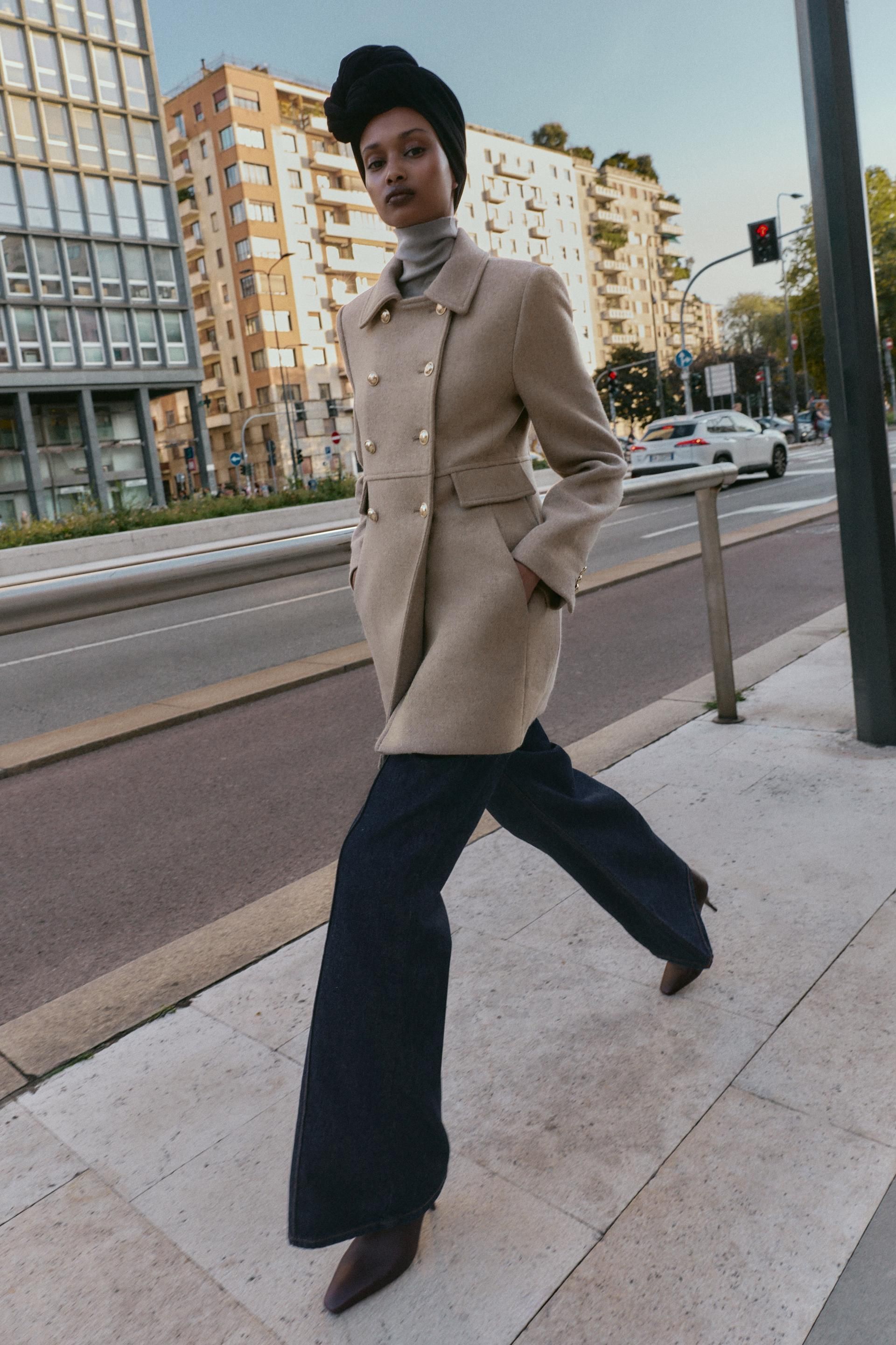 ZARA ウール混紡ショート丈ダブルブレストコート (ZARA/ジャケット