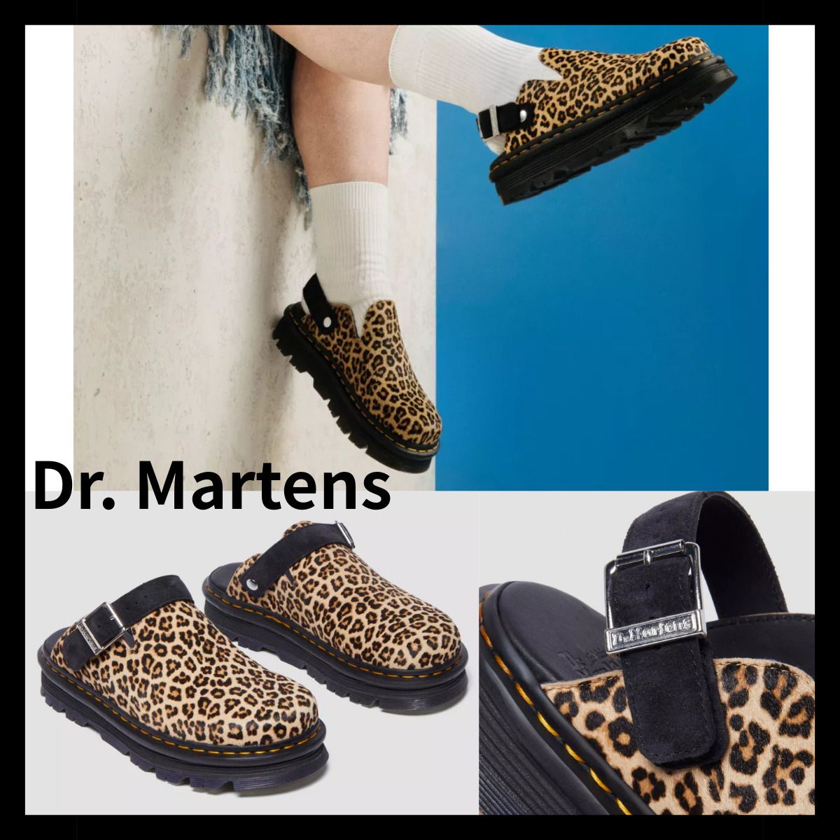 Dr. Martens】Zebzag スエード レオパード サンダル ミュール (Dr