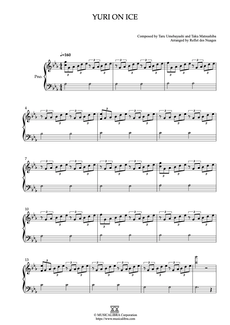 PIANO SOLO SHEET MUSIC] Yuri on Ice : MUSICALIBRA