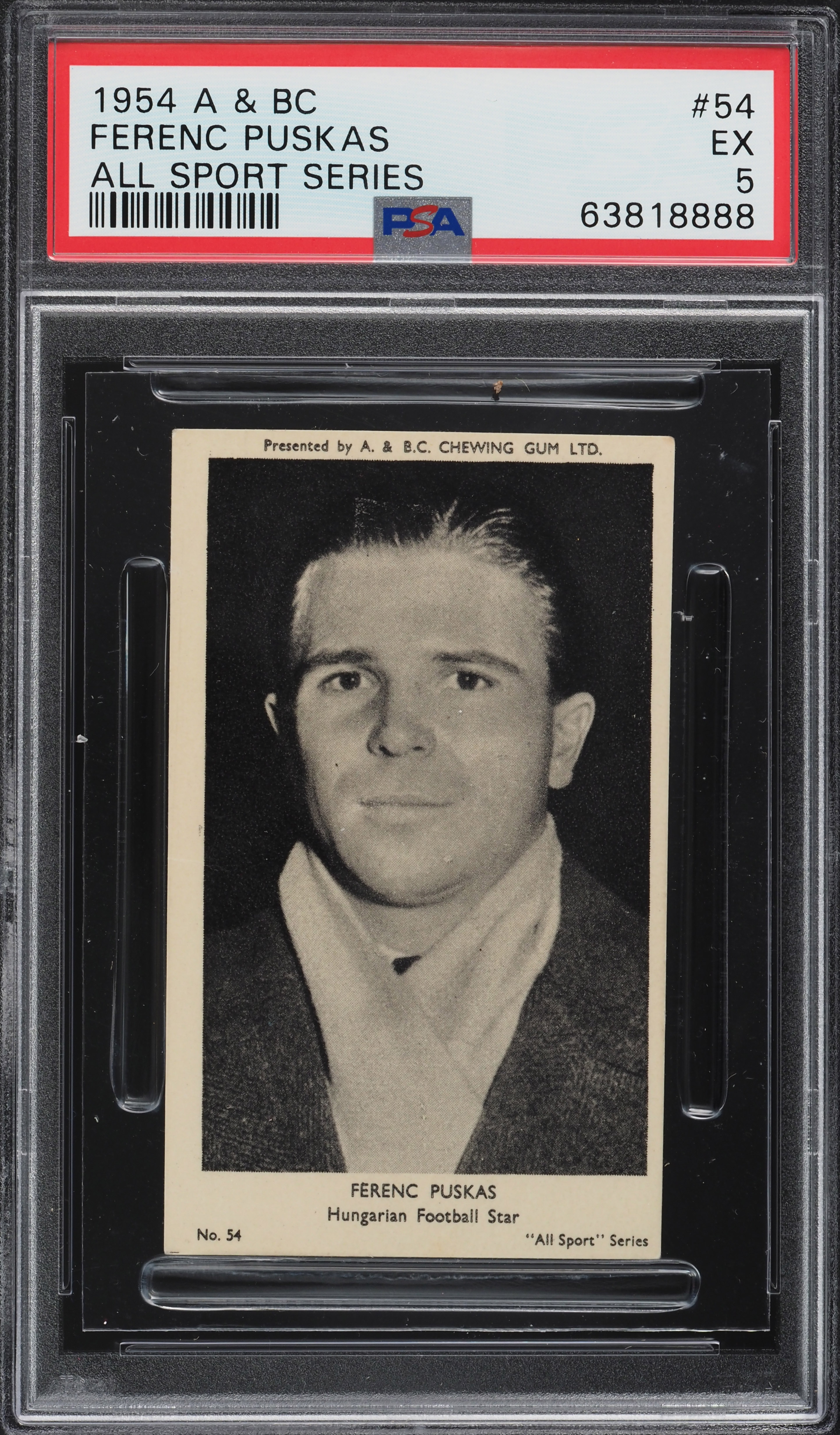 1954 A&BC All Sport Series Soccer Ferenc Puskas ROOKIE #54 PSA 5