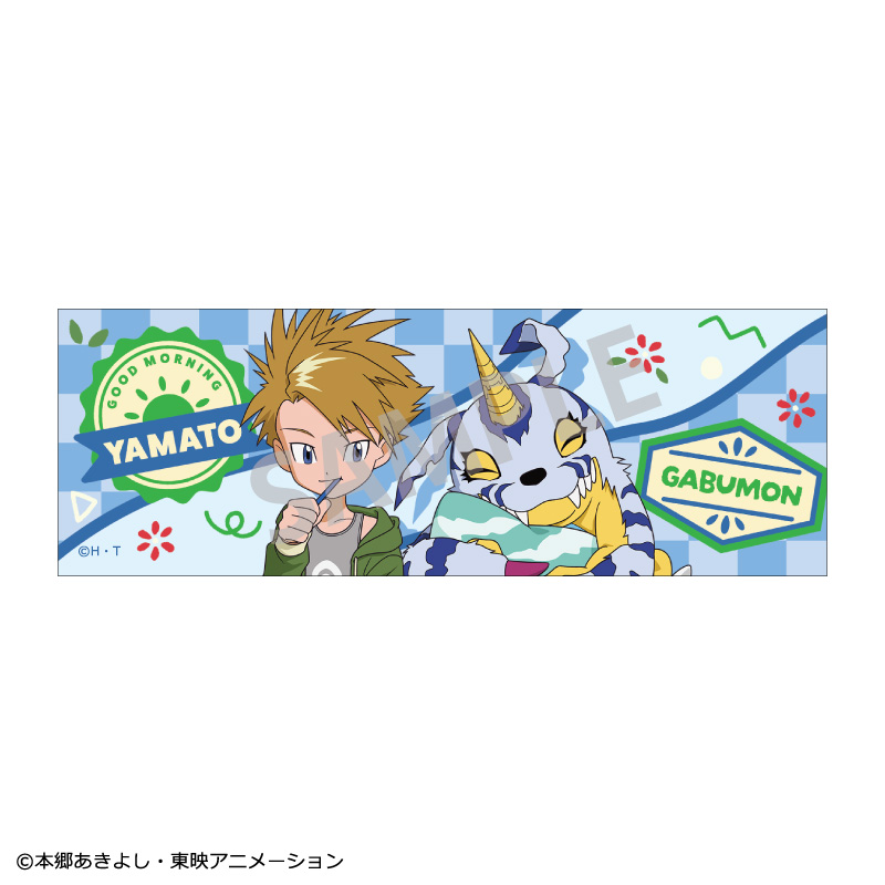 デジモンアドベンチャー_ロングスクエア缶バッジ 石田ヤマト＆ガブモン