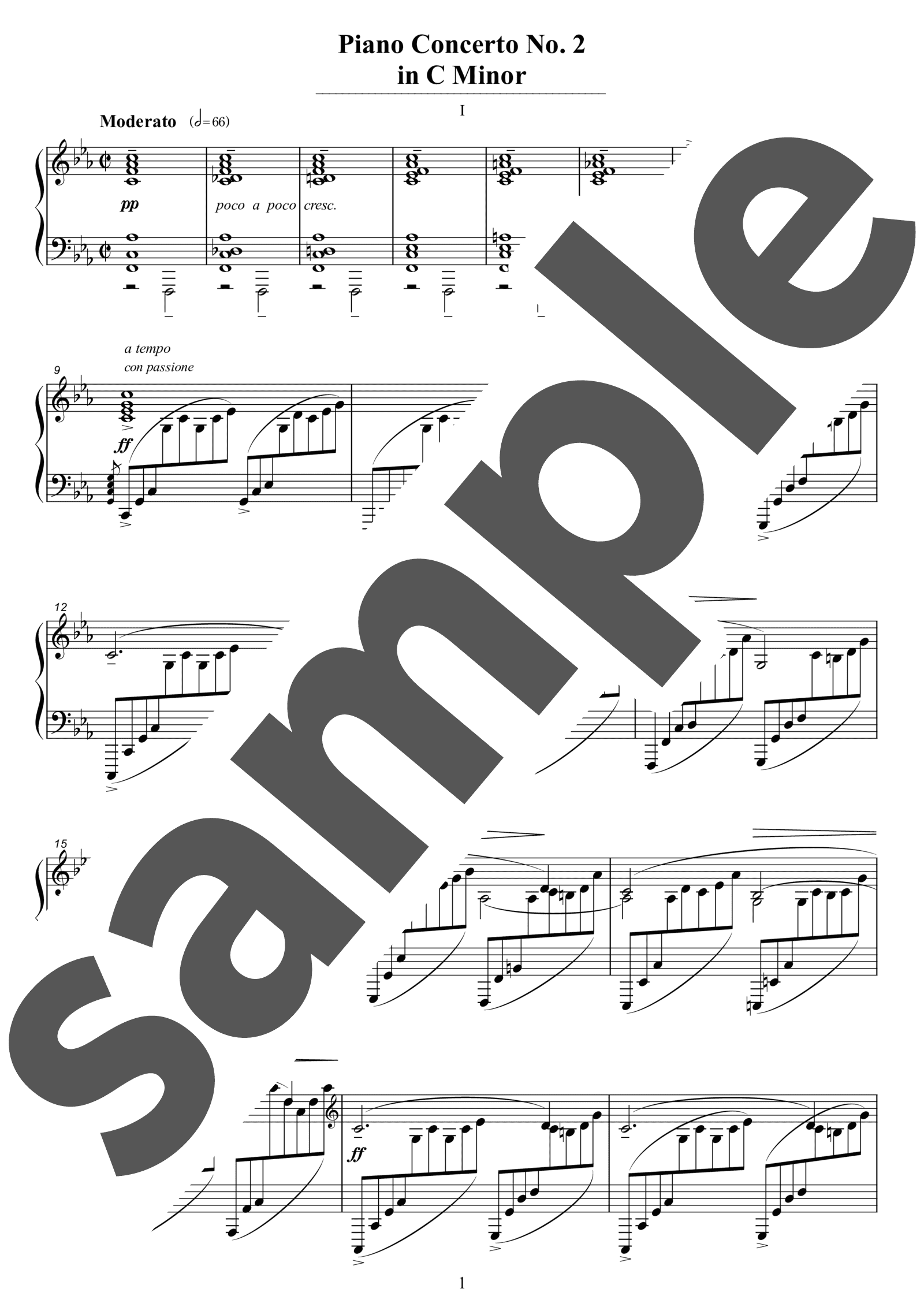 ピアノ楽譜】ピアノ協奏曲 第2番 第1楽章 / S.Rachmaninoff（ソロ / 上級）