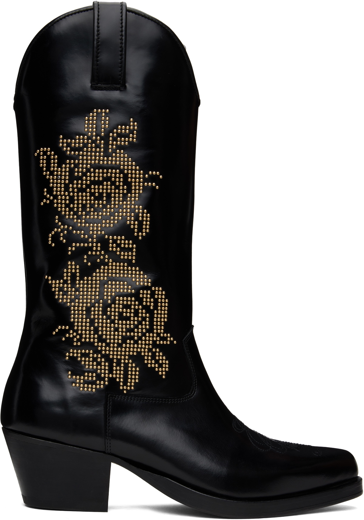 Ernest W. Baker Black Rose Studded High Western Boots Ernest W. Baker