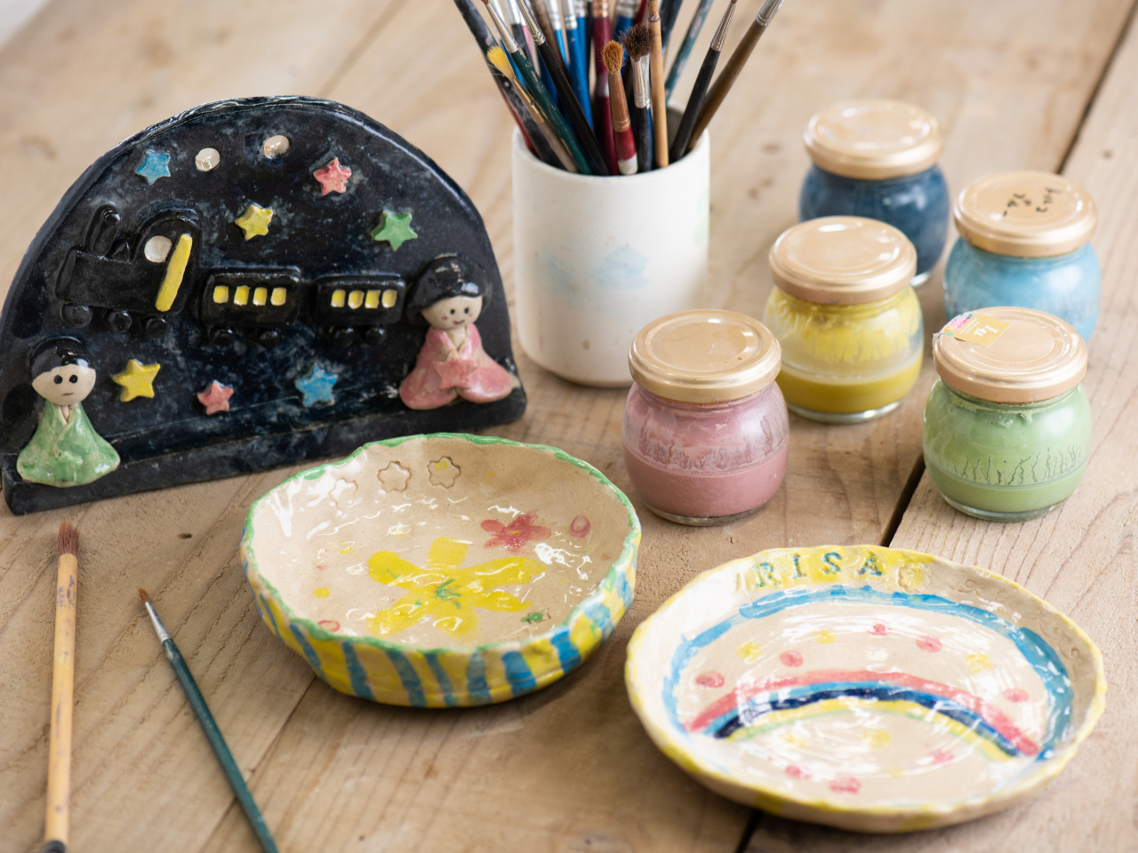 絵付けまでできちゃうお皿作りプラン】信楽粘土500gのお皿制作＋色絵