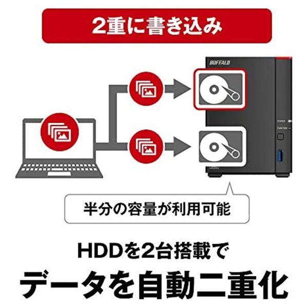 バッファロー NAS 2ベイ 4TB リンクステーション ネットワークHDD