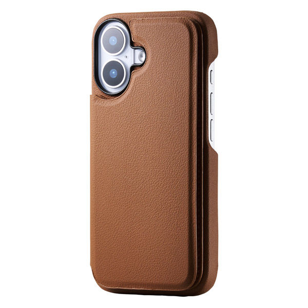 iPhone17 ケース ソフトレザー カードケース機能付 キャメル PM