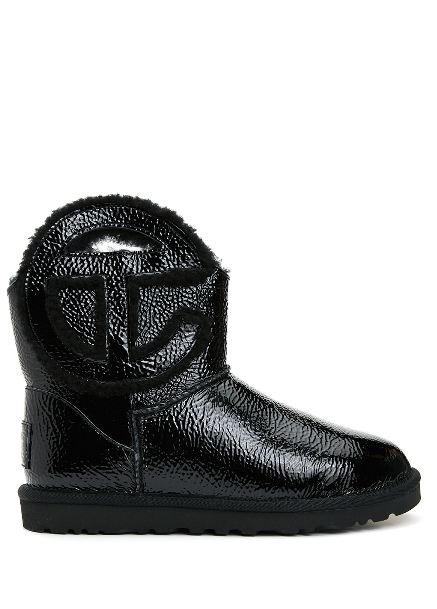 Ugg - X Telfar Logo Mini Crinkle Kadın Deri Bot - Siyah