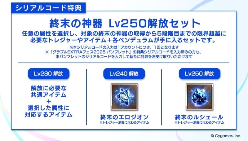 グラブルフェス2025 パンフレット 終末の神器 Lv250解放セット