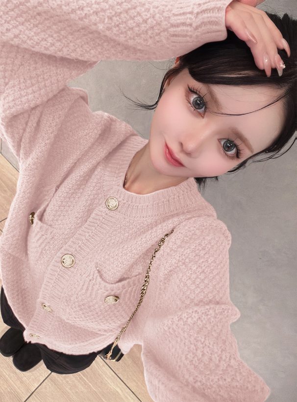 ゴールドボタンショート丈ニットカーディガン[an1347] | レディース