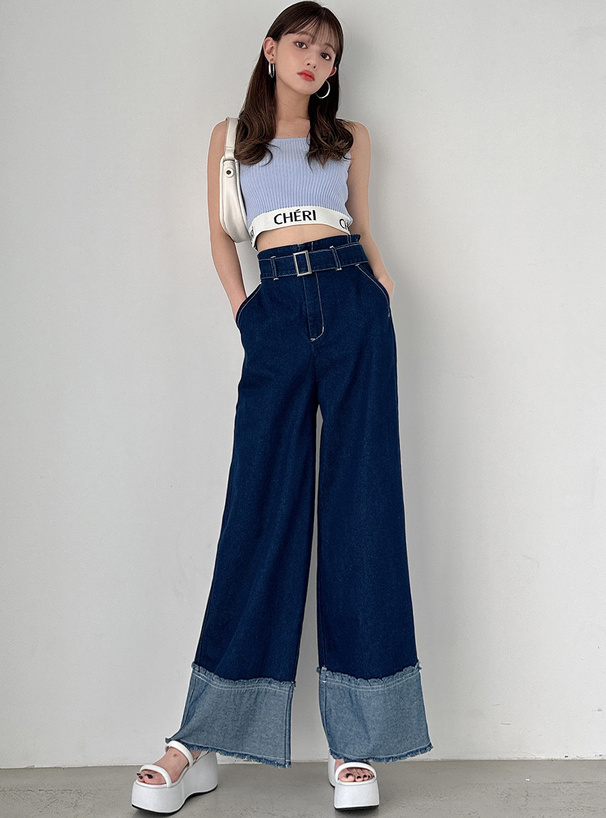 ロゴクロップド丈ニットタンクトップ[an1377] | レディース