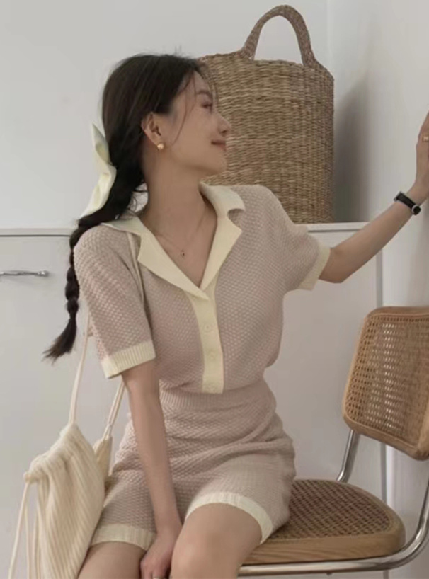 バイカラートップスXタイトミニスカートニットセットアップ[ac2181