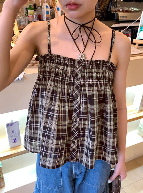 チェック柄キャミソールトップス[gn465] | レディースファッション通販