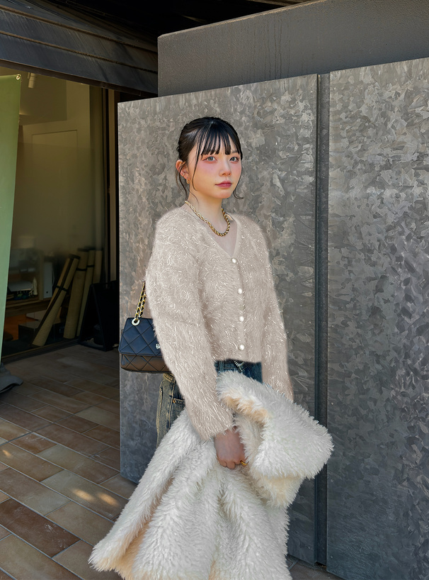 パールラメフェザーニットカーディガン[gc290] | レディース