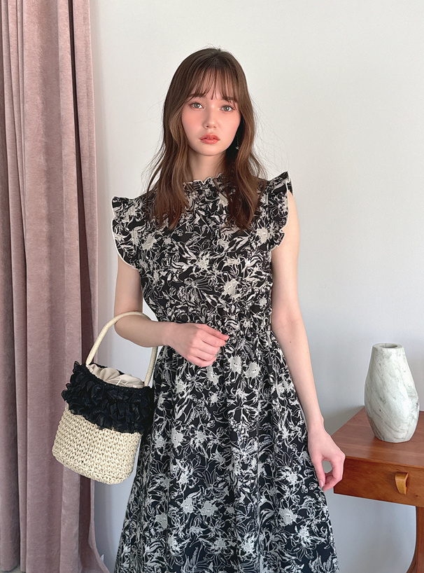 花柄フリルノースリーブフレアワンピース[on159] | レディース