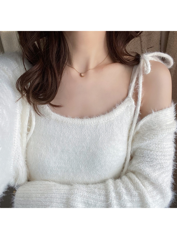 ボレロXリボンキャミソールフェザーニットアンサンブル[mb1522