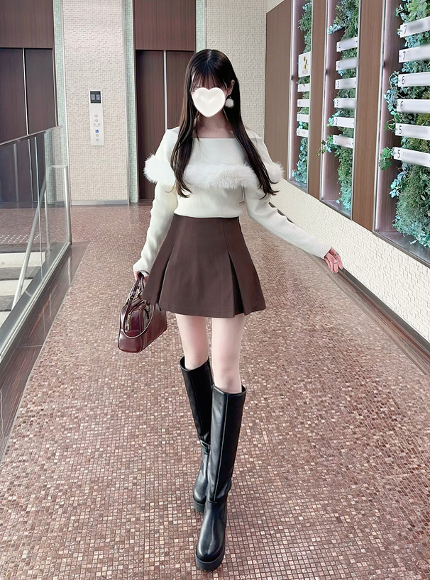 インパン裏地付ボックスプリーツフレアミニスカート[mei41