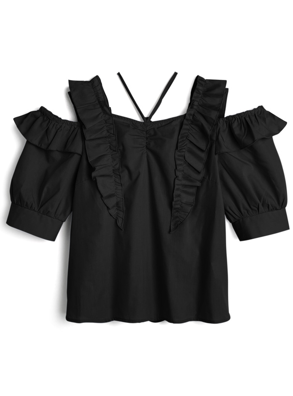 ショルダーオープンギャザーフリルブラウス[tu605] | レディース