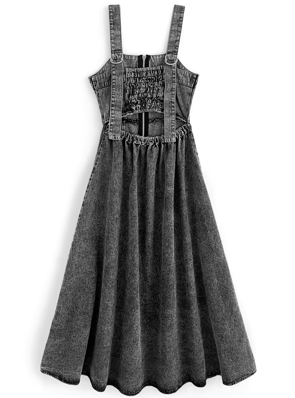 バックオープンフレアデニムキャミワンピース[tu765] | レディース