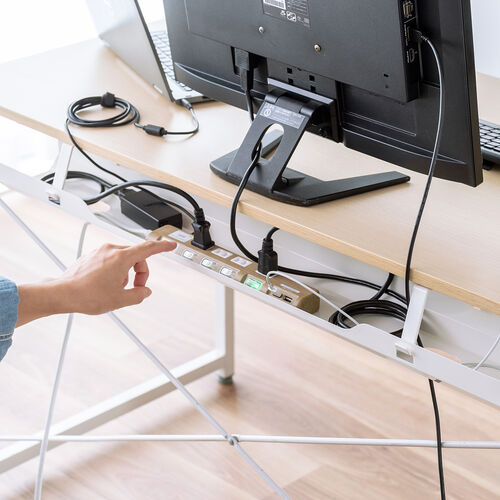 ケーブルトレー（デスク固定タイプ・スチール製・幅90cm・ケーブル