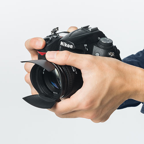 カメラレンズキャップ（フード機能・ワンタッチ・折りたたみ可能・52mm