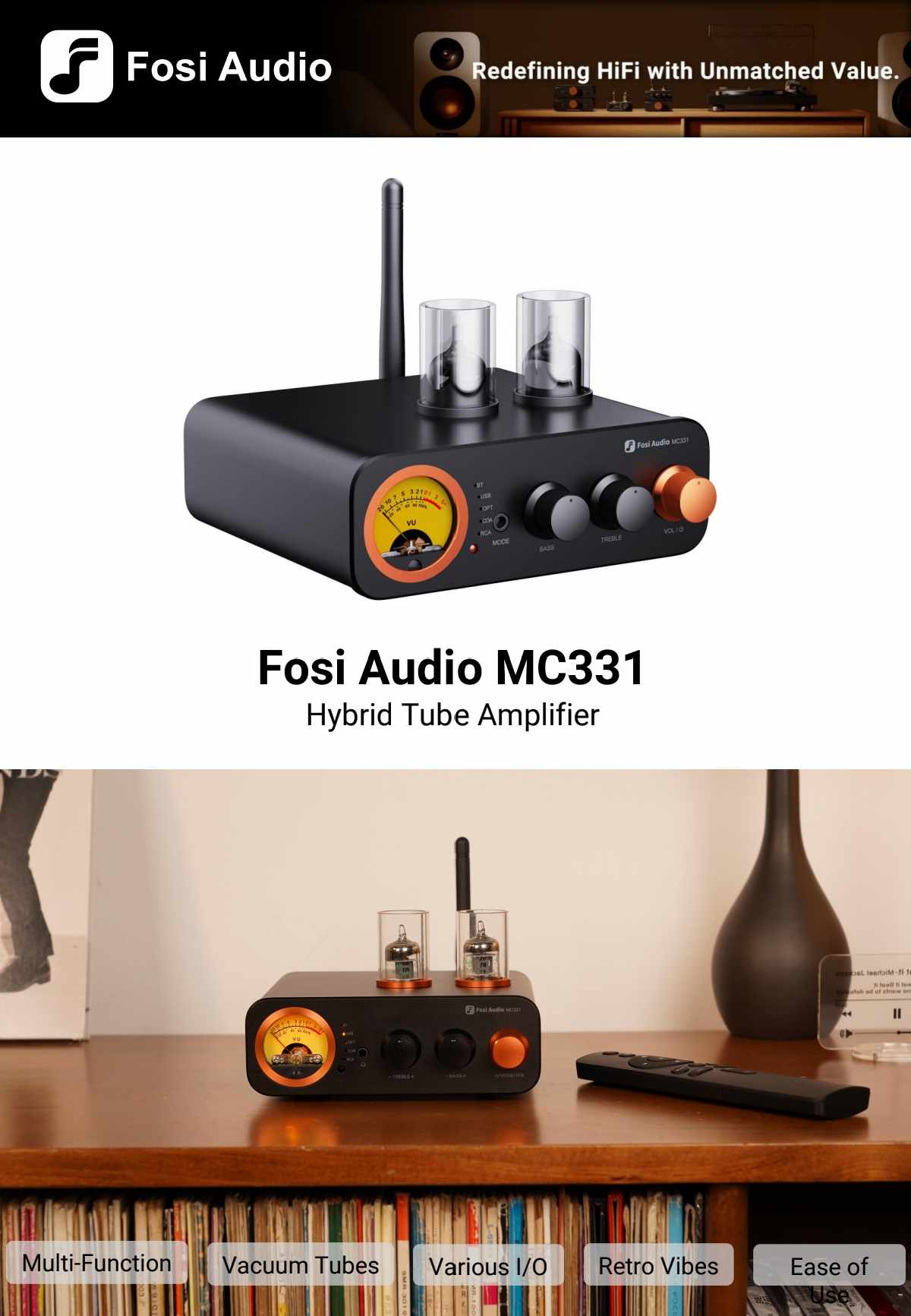 Fosi Audio MC331 Hybrid Tube Amplifier | Headphone Reviews and