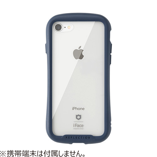 iPhone8／7】iFace Reflection 強化ガラスクリアケース ネイビー