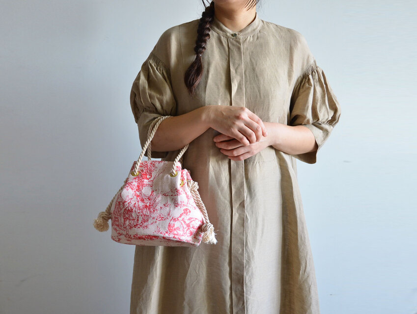 トワルドジュイ ジャガード 2wayマリンバッグ レッド（Toile de Jouy